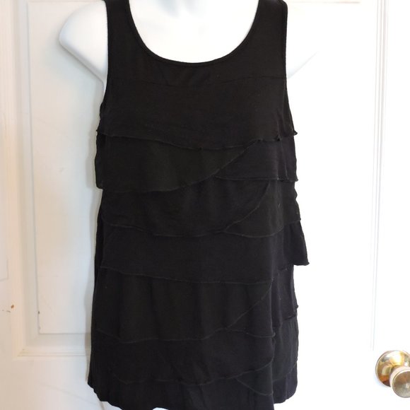 Kensie Tops - Black ruffle tank top